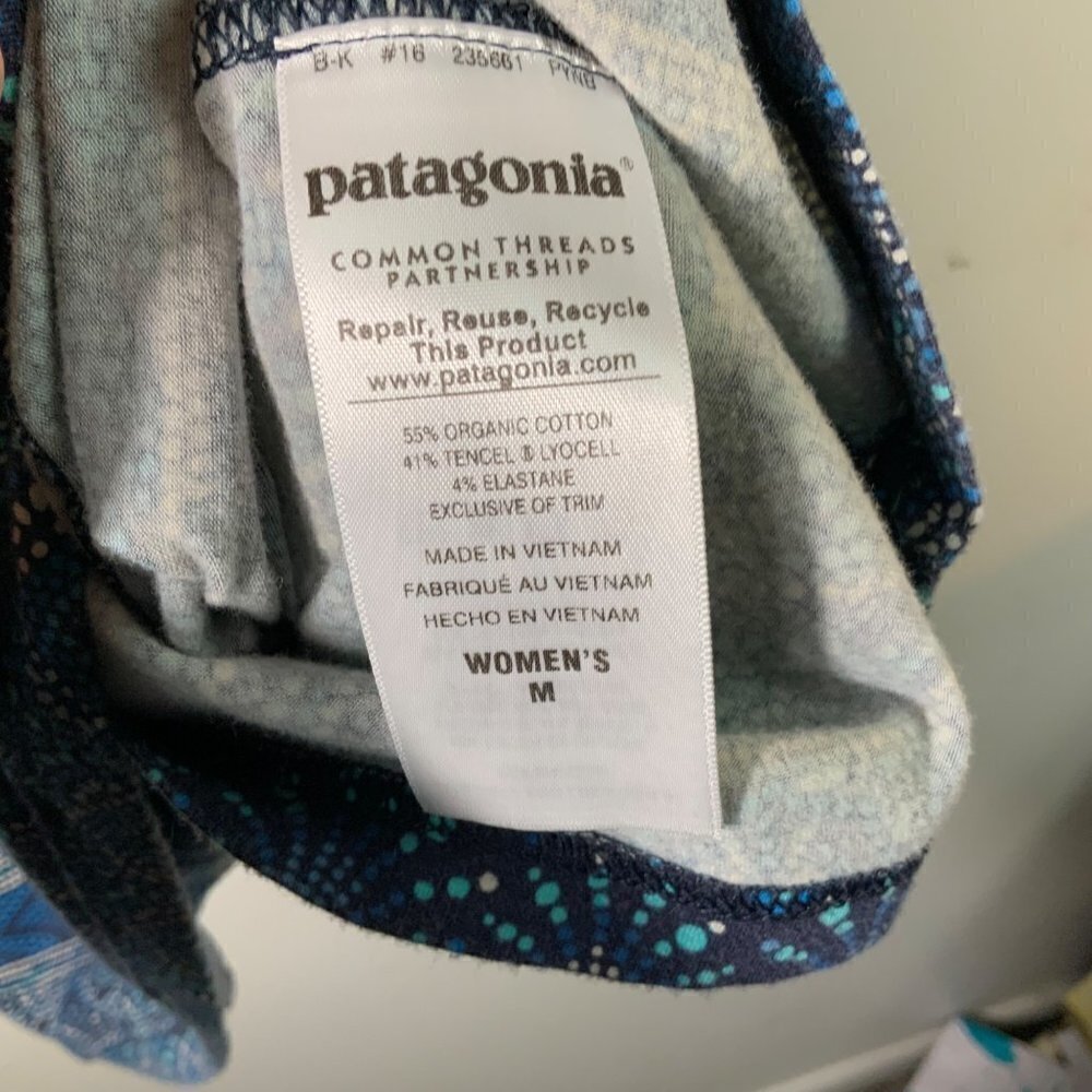 Womens Patagonia West Ashley Aztec Dress‎ Keyhole Back Blue White M - Picture 7 of 7